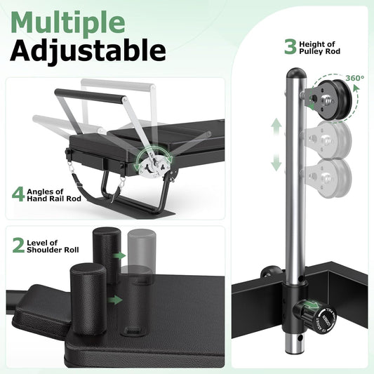 XDDIAS Pilates Reformer 91.3" Large Foldable Reformer Pilates Machine with Longer Slide Rails, Jump Board, 2 Resistance Combinations, 6.2' Height Friendly Pilates Equipment for Home Gym, Up to 400 LBS