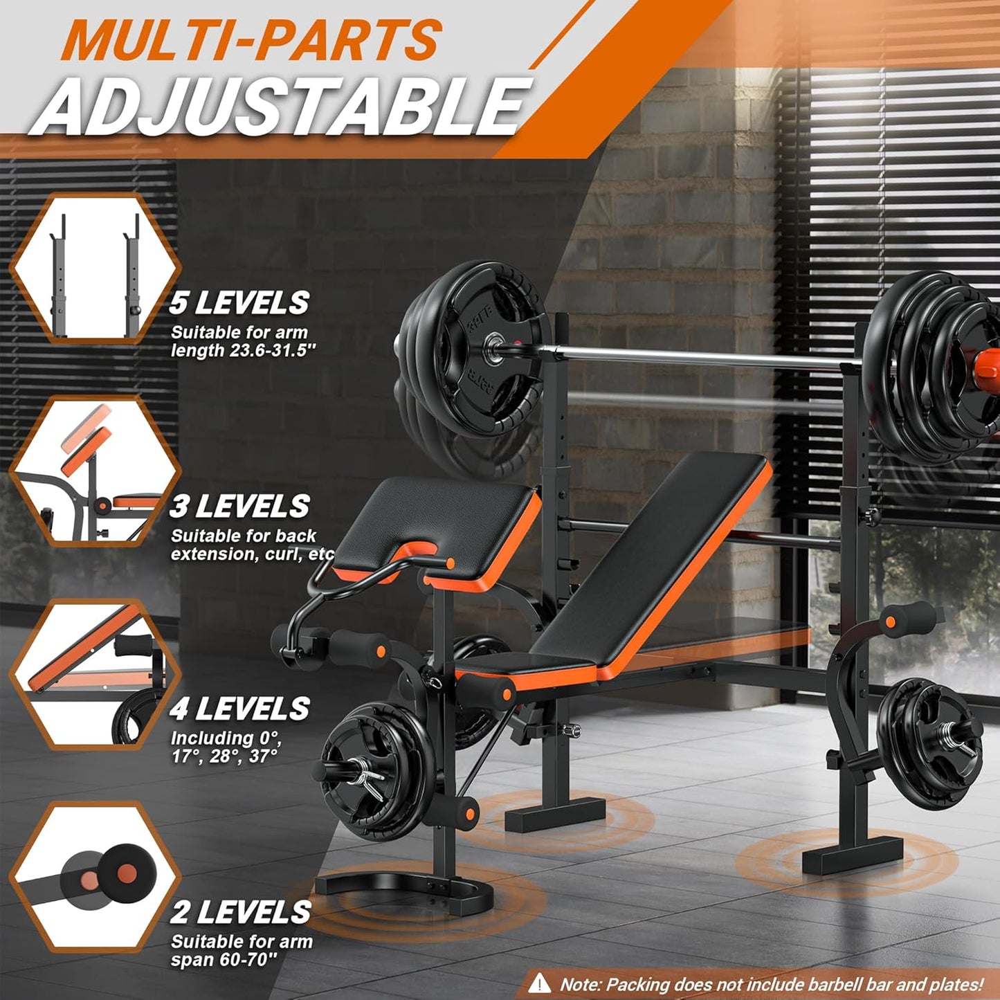 XDDIAS Weight Bench, 770LBS Bench Press Set with Leg Extension, 6 in 1 Olympic Weight Bench for Home Gym, Adjustable Workout Bench with Rack & Preacher Pad, Flat Incline Bench for Weight Lifting