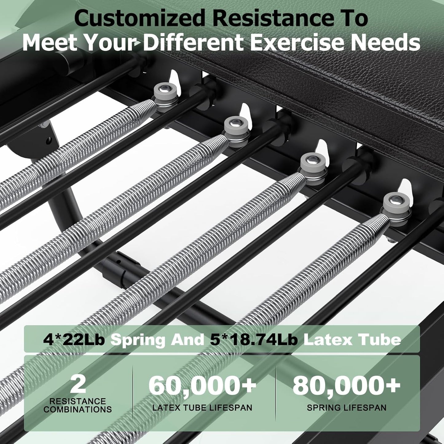 XDDIAS Pilates Reformer 91.3" Large Foldable Reformer Pilates Machine with Longer Slide Rails, Jump Board, 2 Resistance Combinations, 6.2' Height Friendly Pilates Equipment for Home Gym, Up to 400 LBS